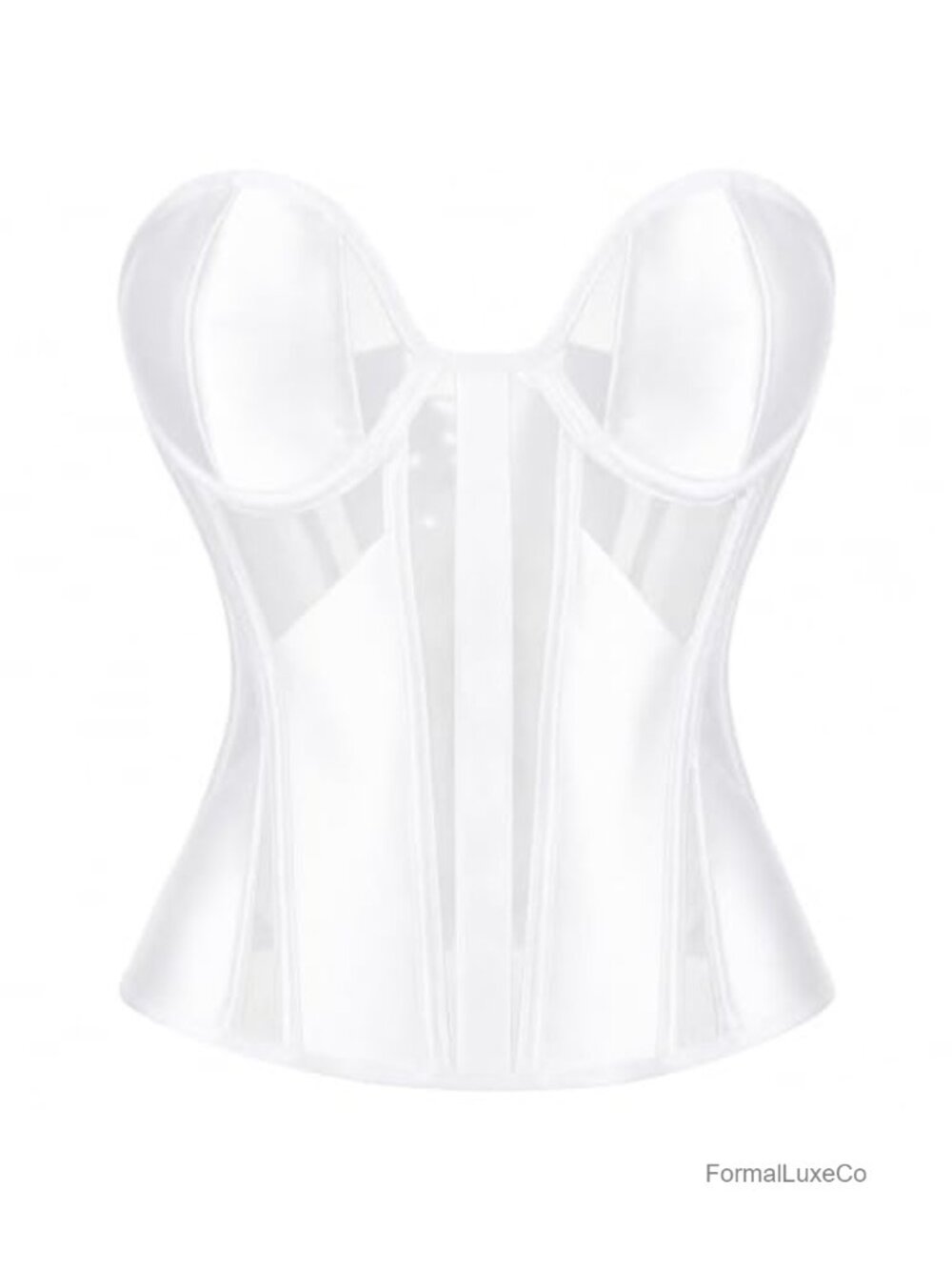 Strapless Lace Up Mesh Bustier Corset Top with Boning for Women
